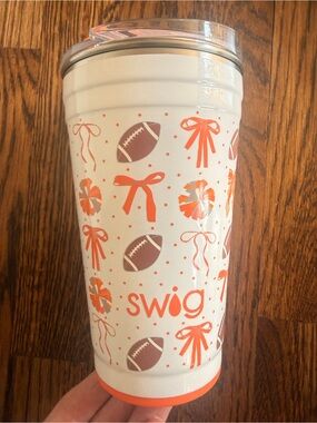 Swig orange football and bow stainless steel cup university of Tennessee Texas
